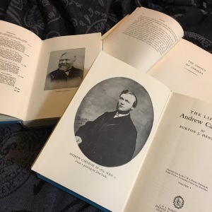 Andrew Carnegie book pile